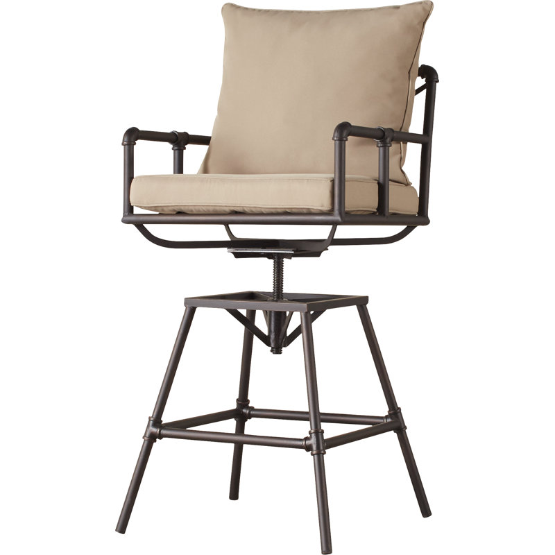 Latitude Run® Metal Outdoor Stool with Cushion & Reviews Wayfair